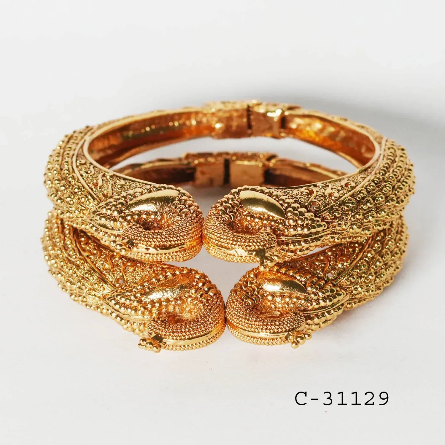 Antique Peacock Brass Kada | Traditional Jewellery for Women & Girls (Pack of 2) - The Golden Cascade